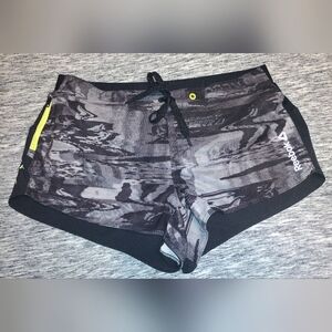 Reebok Women's Black/Grey Swim/Sport Shorts, Size Medium